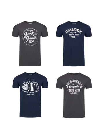 Jack & Jones T-Shirt JJLINO 4er Pack in Mehrfarbig