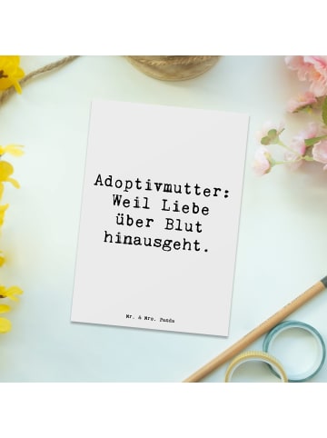 Mr. & Mrs. Panda Postkarte Adoptivmutter Liebe mit Spruch in Weiß