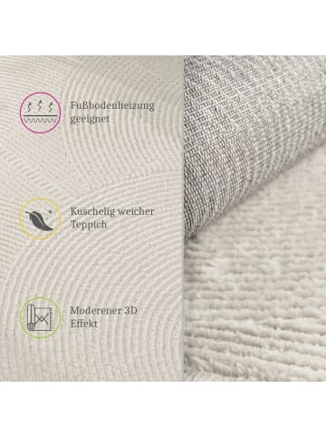 KADIMA DESIGN Teppich Kurzflor Abstrakt Wohnzimmer in Creme