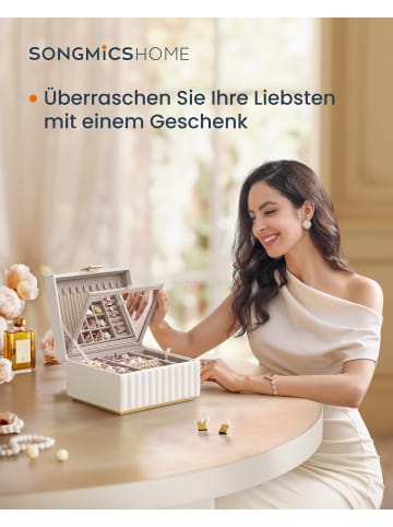 SONGMICS HOME Schmuckkasten Anah in wolkenweiß - (B)24 x (H)13.5 x (T)21.5 cm