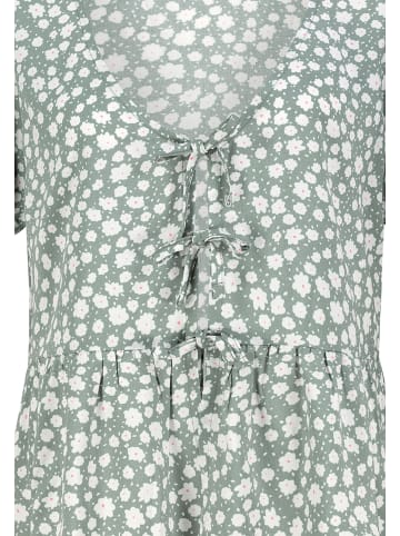 Sublevel Design Bluse mit Schleifen und Rüschen, Kurzarm Offen in Grün