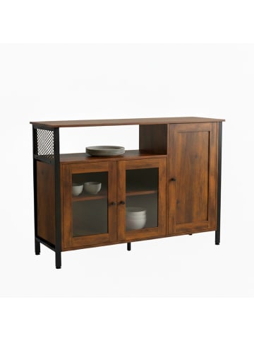 relaxdays Küchenschrank in Dunkelbraun/ Schwarz - (B)110 x (H)75 x (T)33 cm