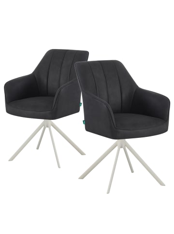 DUBI Möbel 2er-Set: Drehstuhl THOMAS-VIVI in Wildleder-Schwarz - (B)57 x (H)88 x  (T)63 cm