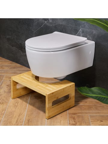 relaxdays Toilettenhocker in Natur - (B)43,5 x (H)18,5 x (T)28 cm