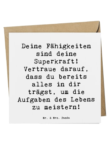 Mr. & Mrs. Panda Einladungskarte Spruch Vertrauen in Fähigkeiten... in Weiß
