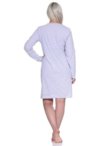 NORMANN Nachthemd Bigshirt langarm Streifen Ringel - 76247 in Grau