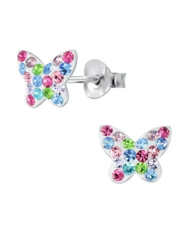 schmuck23 Ohrringe 925 Silber Schmetterling in Bunt