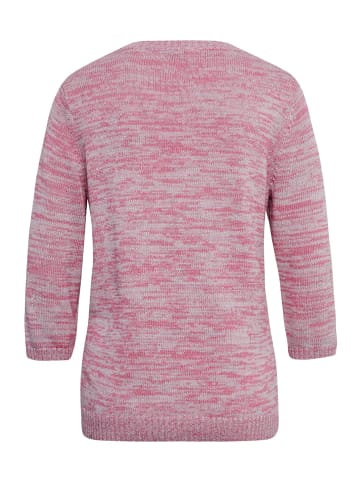 GOLDNER Kurzgröße:  Glanzpullover mit Ajour-Muster in altrosé / gemustert