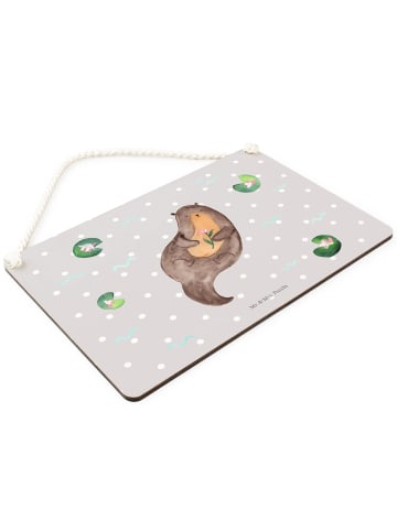 Mr. & Mrs. Panda Schild Otter Seerose ohne Spruch in Grau Pastell