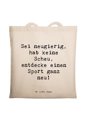 Mr. & Mrs. Panda Leinenbeutel Spruch Neuer Sport mit Spruch in Creme