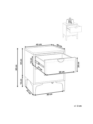 Beliani Büroschrank ARDURA in Braun - (W) 45 x (H) 60 x (L) 40 cm