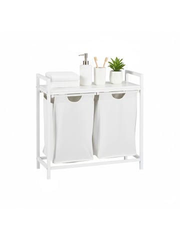 relaxdays Wäschesammler in Weiß/ Grau - (B)73 x (H)72 x (T)33 cm