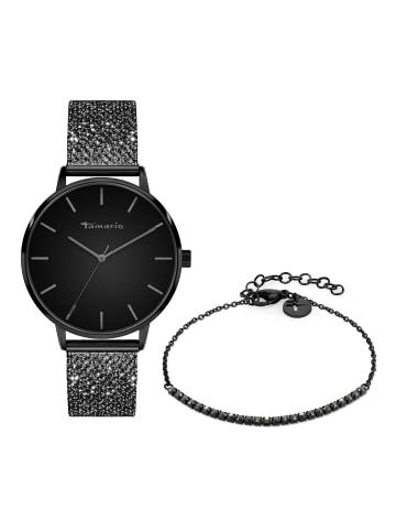 Tamaris Damen Armbanduhr & Armband Set in schwarz