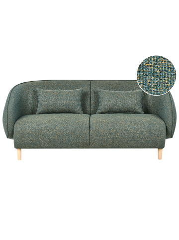 Beliani 3-Sitzer Sofa UMEA in Grün/Heller Holzfarbton - (W) 190 x (H) 78 x (L) 85 cm