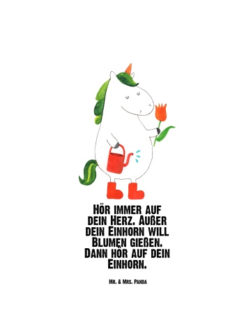 Mr. & Mrs. Panda Trinkflasche Einhorn Gärtner mit Spruch in Weiß