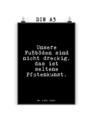 Mr. & Mrs. Panda Poster Unsere Fußböden sind nicht... mit Spruch in Schwarz