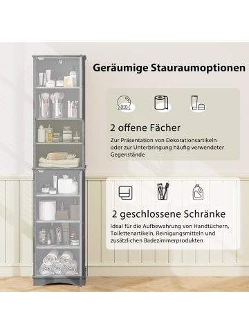 COSTWAY Badezimmerschrank schmal in Grau