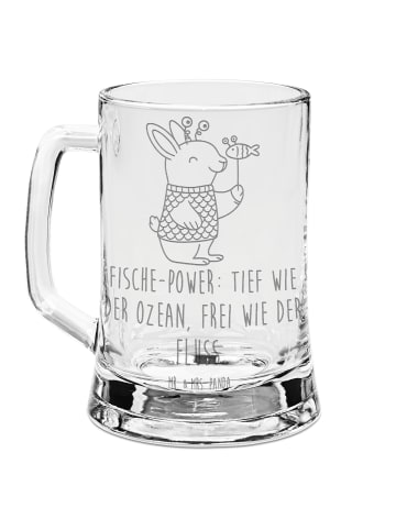 Mr. & Mrs. Panda Gravur Bierkrug Fische Astrologie mit Spruch in Transparent