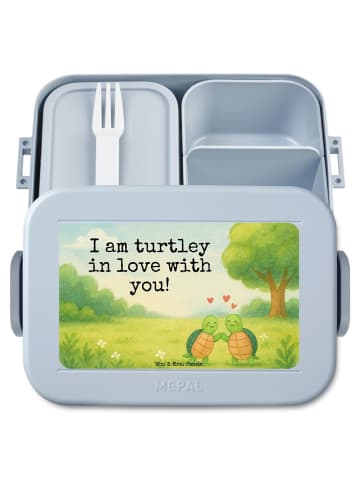 Mr. & Mrs. Panda MEPAL Bentobox Schildkröten Paar Design mit Spruch in Blau Pastell