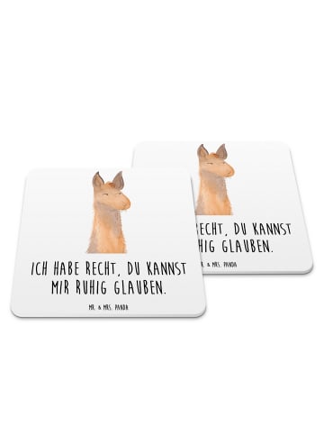 Mr. & Mrs. Panda Bierdeckel Lamakopf Genervt mit Spruch in Weiß