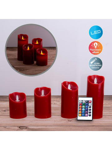 näve 4er-Set LED-Kerzen in rot - (L)7,5cm x (B)7,5cm x (H)17,5cm