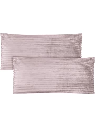 Aspero 2 Kissenbezüge aus Streifen-Flanell 40x80 cm Mendoza in Rosa