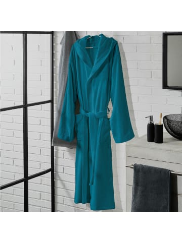 REDBEST Frottier Unisex-Bademantel mit Kapuze Chicago in petrol