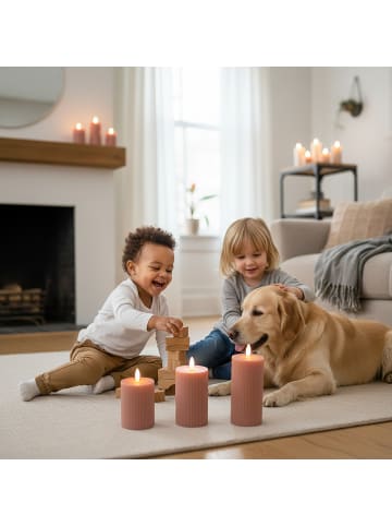 relaxdays 3 x LED Kerzen in Beige