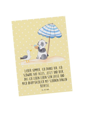 Mr. & Mrs. Panda Grußkarte Lieber Sommer mit Spruch in Gelb Pastell