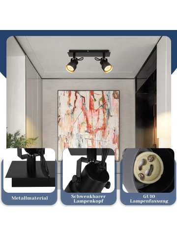 ZMH Deckenleuchte in Schwarz 2-flammige GU10 Vintage Schwenkbar Flurlampe