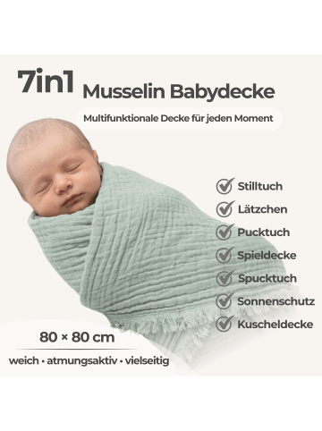 nordic coast company Musselindecke, Babydecke aus Musselin, Einschlagdecke, Puckdecke Ibiza Syle