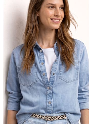 Street One Langarm Hemdbluse in Denim-Optik in Bleached Wash
