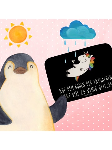 Mr. & Mrs. Panda duschmatte Einhorn Blümchentail mit Spruch in Schwarz