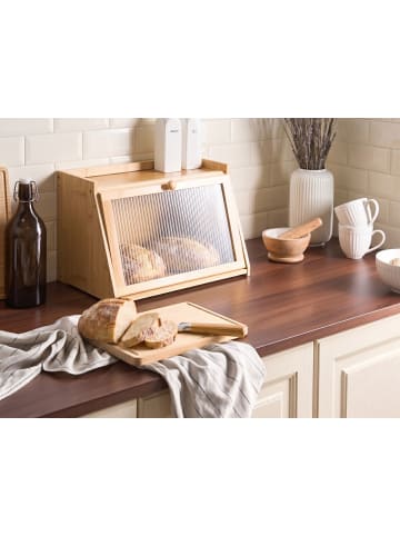 Beliani Brotkasten FARINE in Braun/Transparent - (W) 41 x (H) 25 x (L) 25 cm