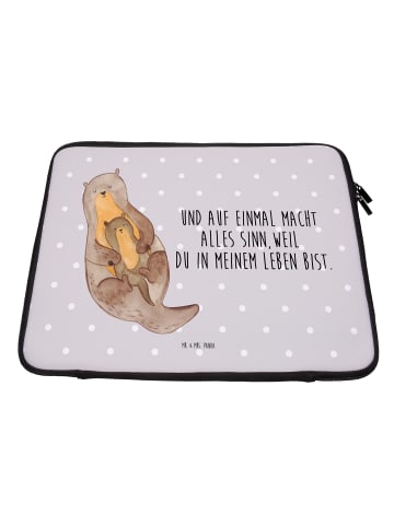 Mr. & Mrs. Panda Laptoptasche Otter Kind mit Spruch in Grau Pastell