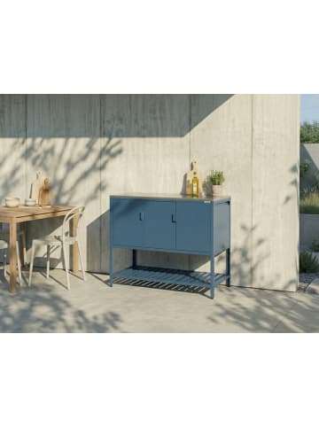 Beliani Gartenküche MAENZA in Blau/Silber - (W) 120 x (H) 93 x (L) 60 cm