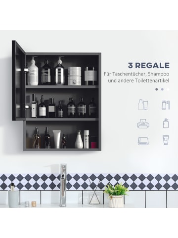 Kleankin Spiegelschrank-46L x 13,5B x 58H cm-Schwarz