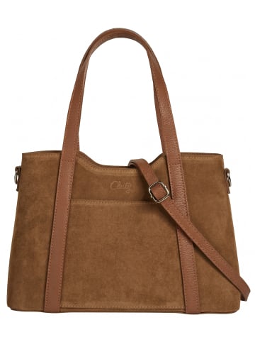 Cluty Handtasche echt Leder in cognac