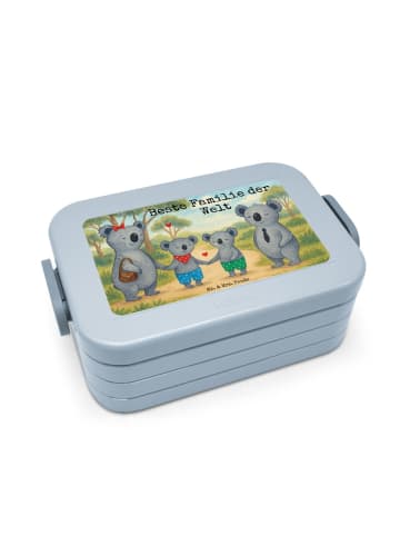 Mr. & Mrs. Panda Brotdose Koala Familie zwei Design mit Spruch in Blau Pastell