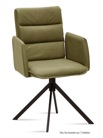 58 aufm Kessel ARMLEHNSTUHL (2er-Set) Dulci 52x92x60 Schwarz/Olivgrün