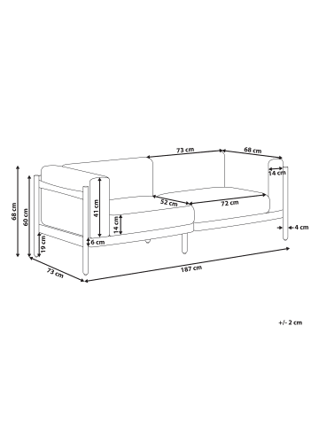 Beliani Gartensofa FERRETTI in Beige - (W) 187 x (H) 68 x (L) 73 cm