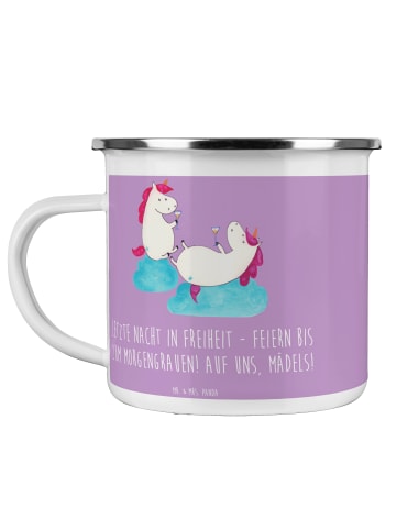 Mr. & Mrs. Panda Camping Emaille Tasse Junggesellinnenabschied F... in Lavendeltraum