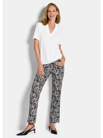 GOLDNER Kurzgröße:  Jerseyshirt Businessshirt in Crash-Optik in weiß