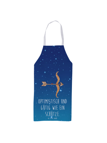 Mr. & Mrs. Panda Schürze Sternzeichen Schütze mit Spruch in Sternenhimmel Blau
