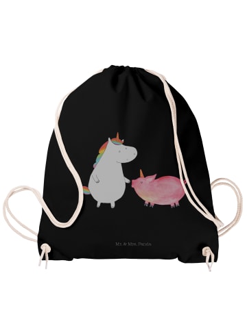Mr. & Mrs. Panda Beutel Einhorn Schwein ohne Spruch in Schwarz