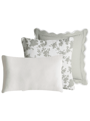 Beliani 3er-Set Dekokissen CANARIUM in Weiß/Grün
