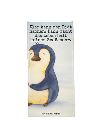 Mr. & Mrs. Panda Strandtuch Pinguin Diät Design mit Spruch in Weiß