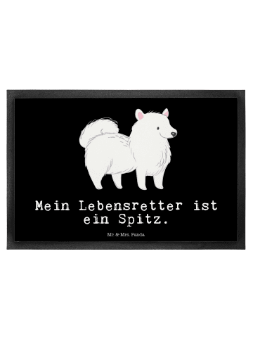 Fußmatte Spitz Lebensretter mit Spruch in Schwarz