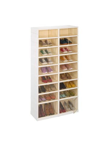 relaxdays Faltbarer Schuhschrank in Weiß/ Braun - (B)86,5 x (H)169 x (T)34,5 cm