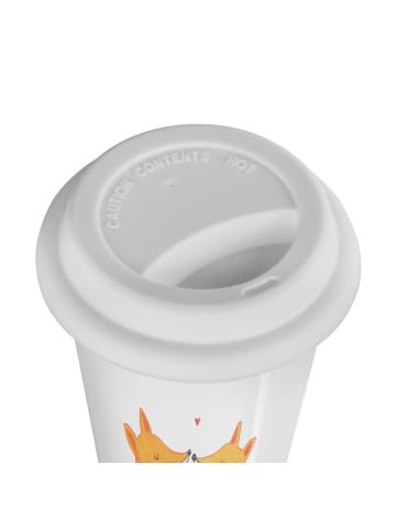 Mr. & Mrs. Panda Thermobecher Füchse Liebe mit Spruch in Weiß